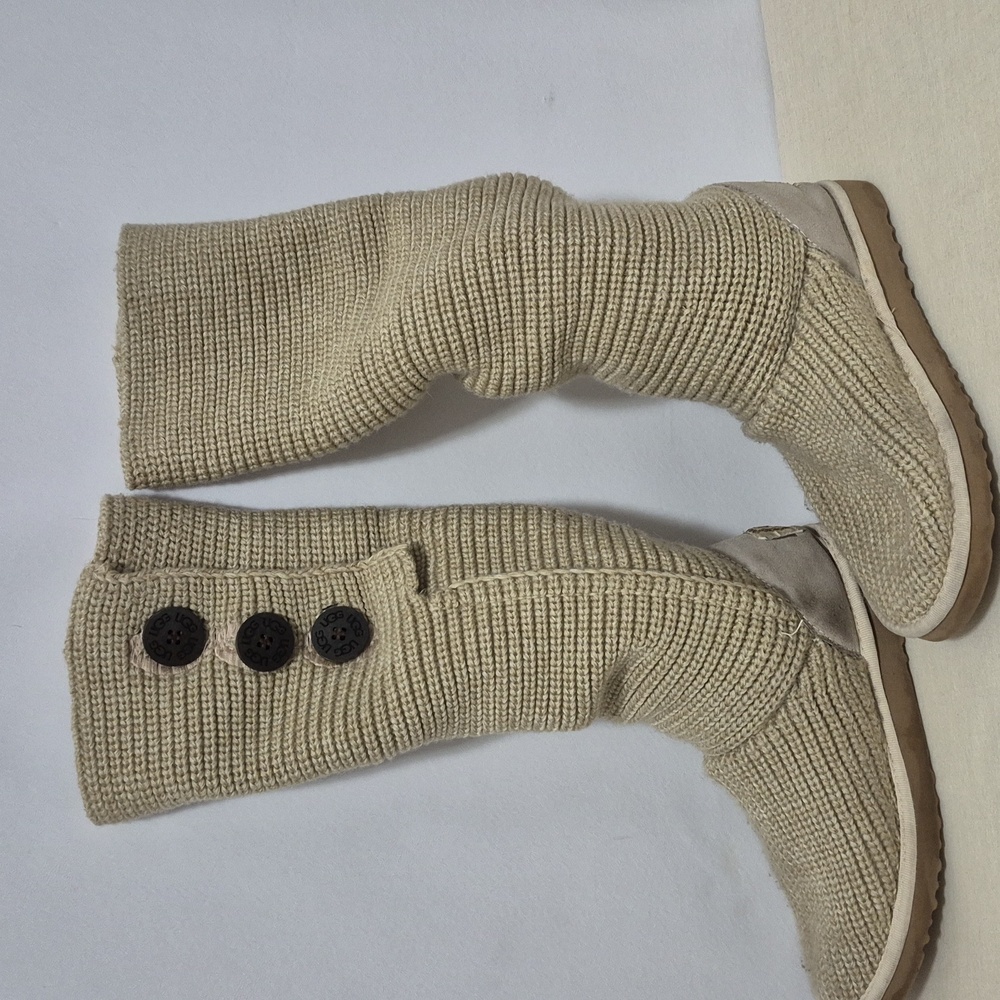 UGG Women's Beige Knit Button Boots - Picture 10 of 15